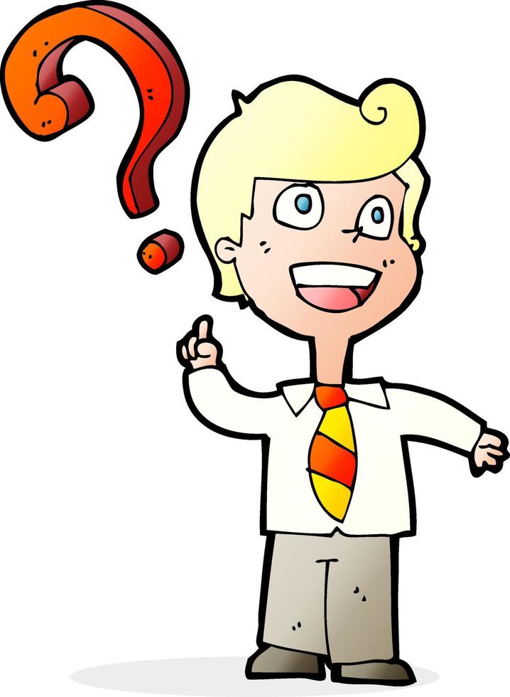 cartoon school boy asking question vector