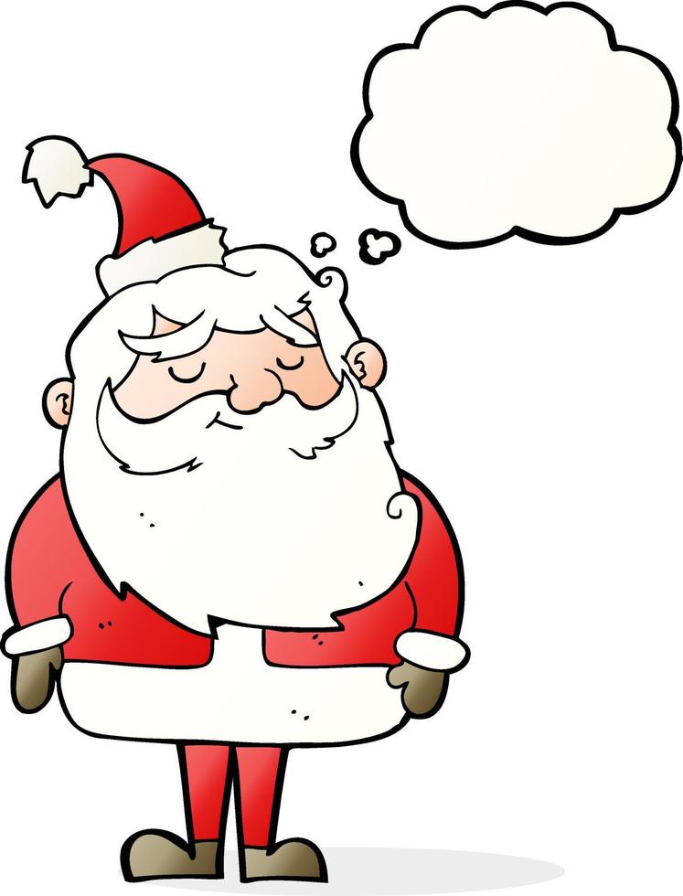 caricatura, santa claus, con, burbuja del pensamiento vector