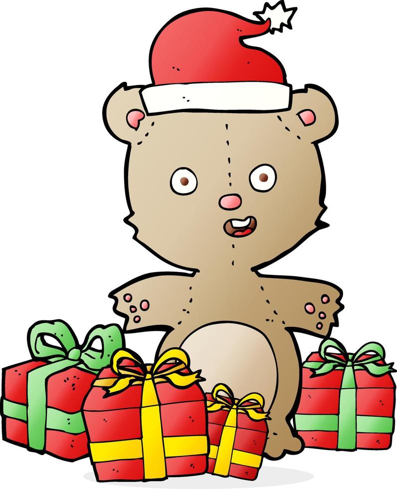 cartoon christmas teddy bear vector