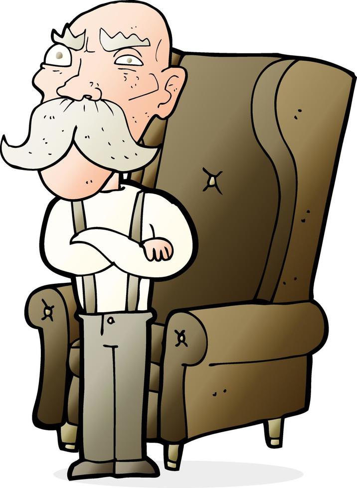 cartoon old man and chair vector