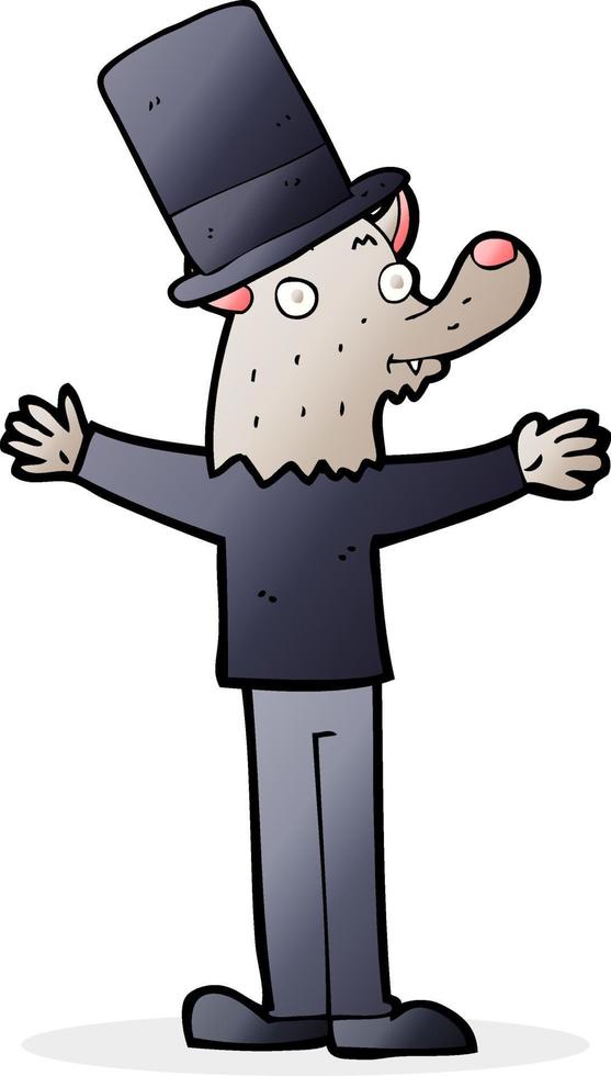 cartoon werewolf in top hat vector