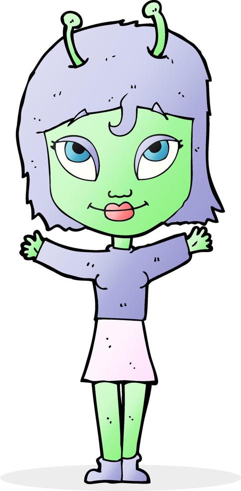 chica alienígena de dibujos animados vector