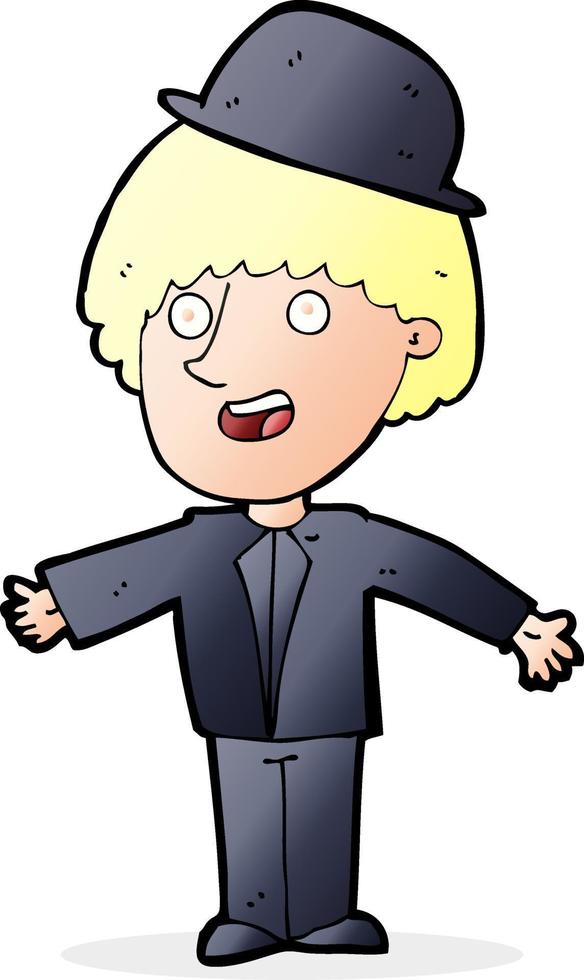 cartoon man in bowler hat vector