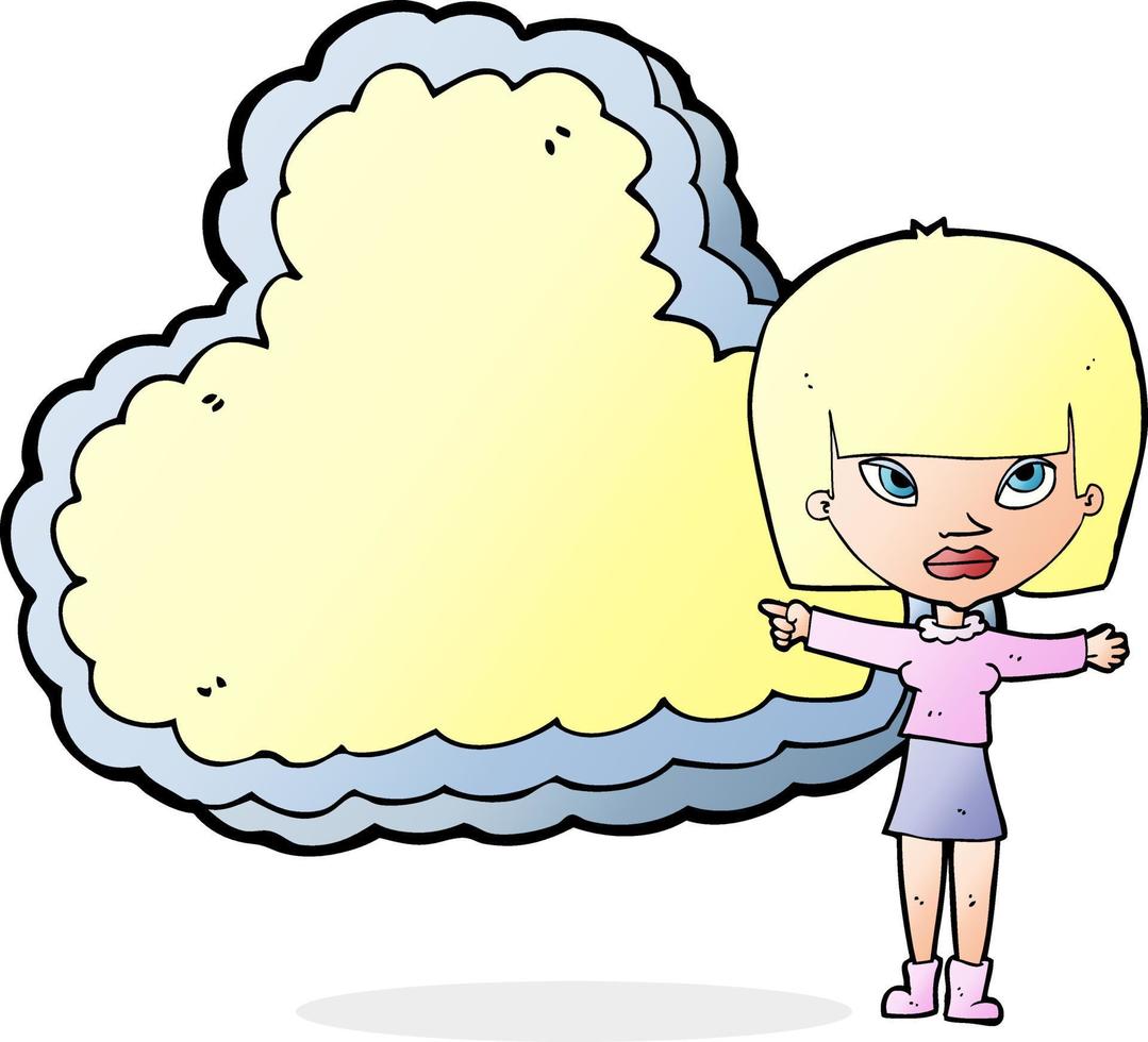 cartoon woman with cloud text space vector