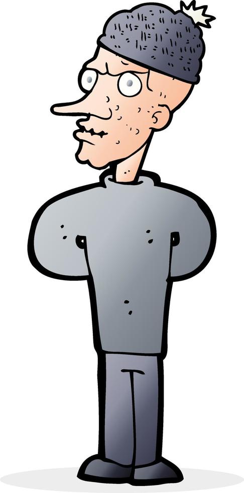 cartoon man wearing winter hat vector