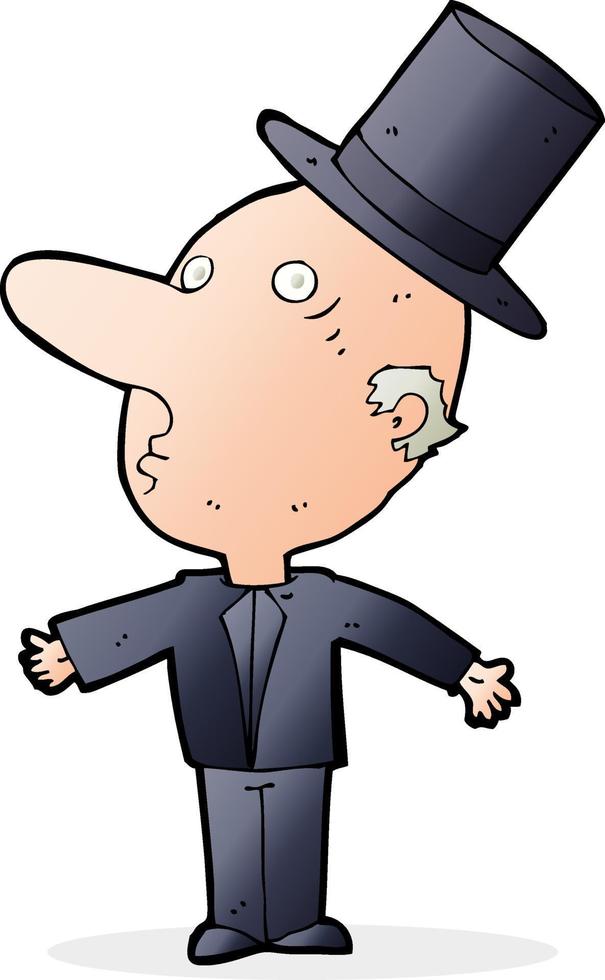 cartoon man wearing top hat vector