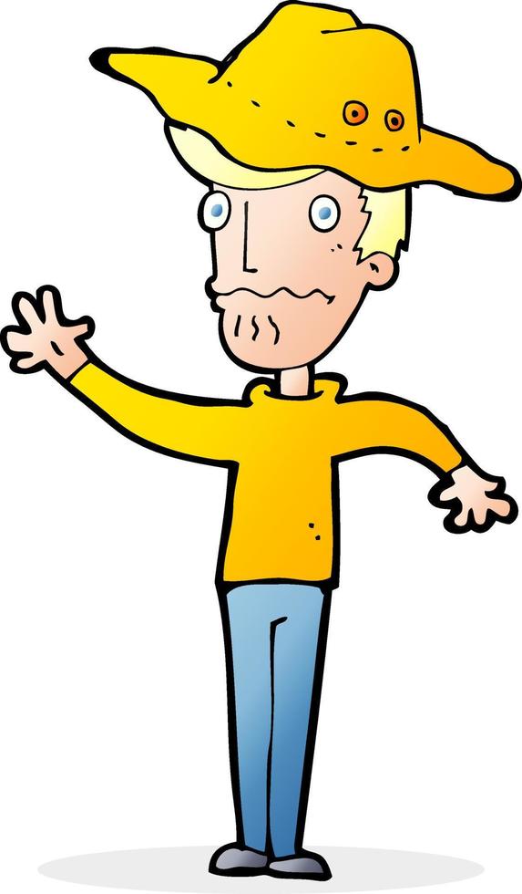 cartoon man in outback hat vector