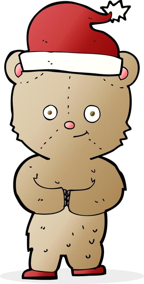 cartoon christmas teddy bear vector