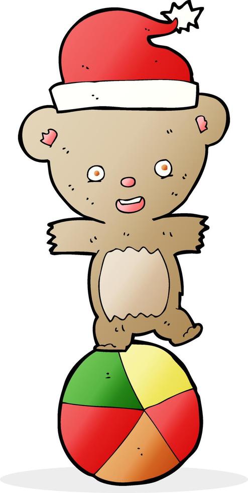 cartoon christmas teddy bear vector