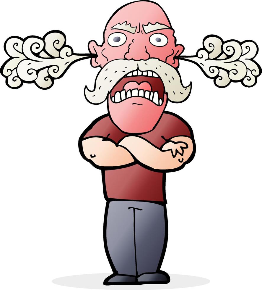 cartoon furious man with red face vector