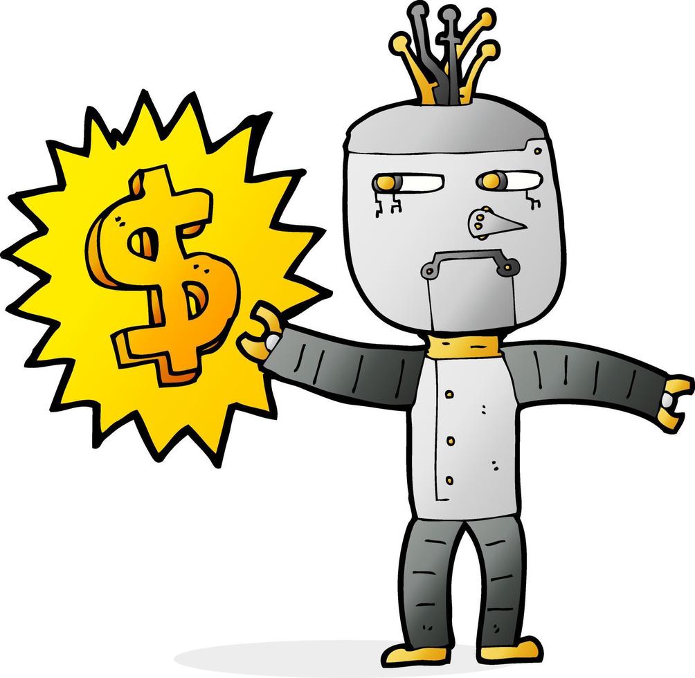 cartoon robot with money symbol vector