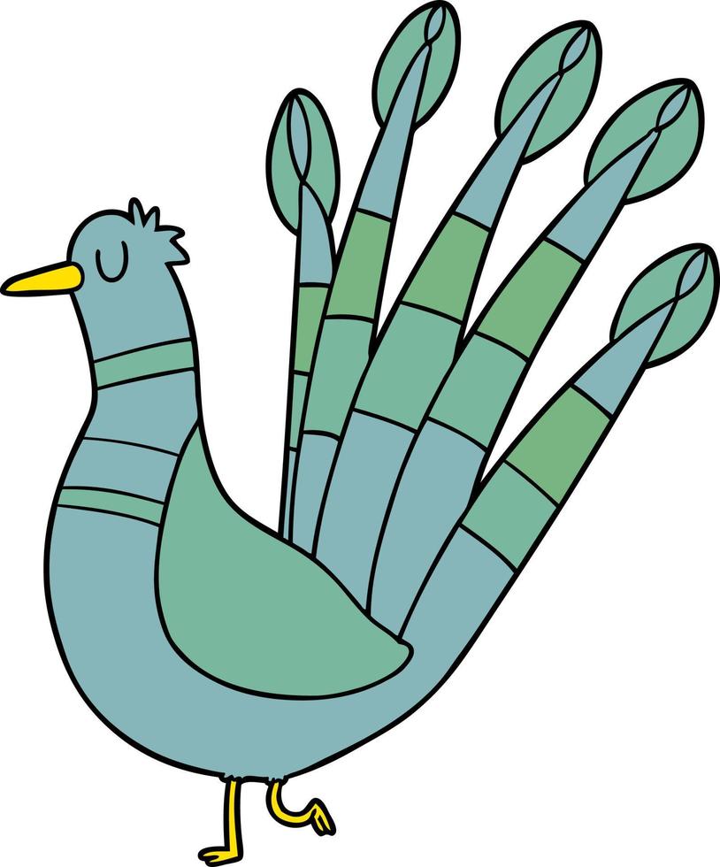 flat color style cartoon peacock vector