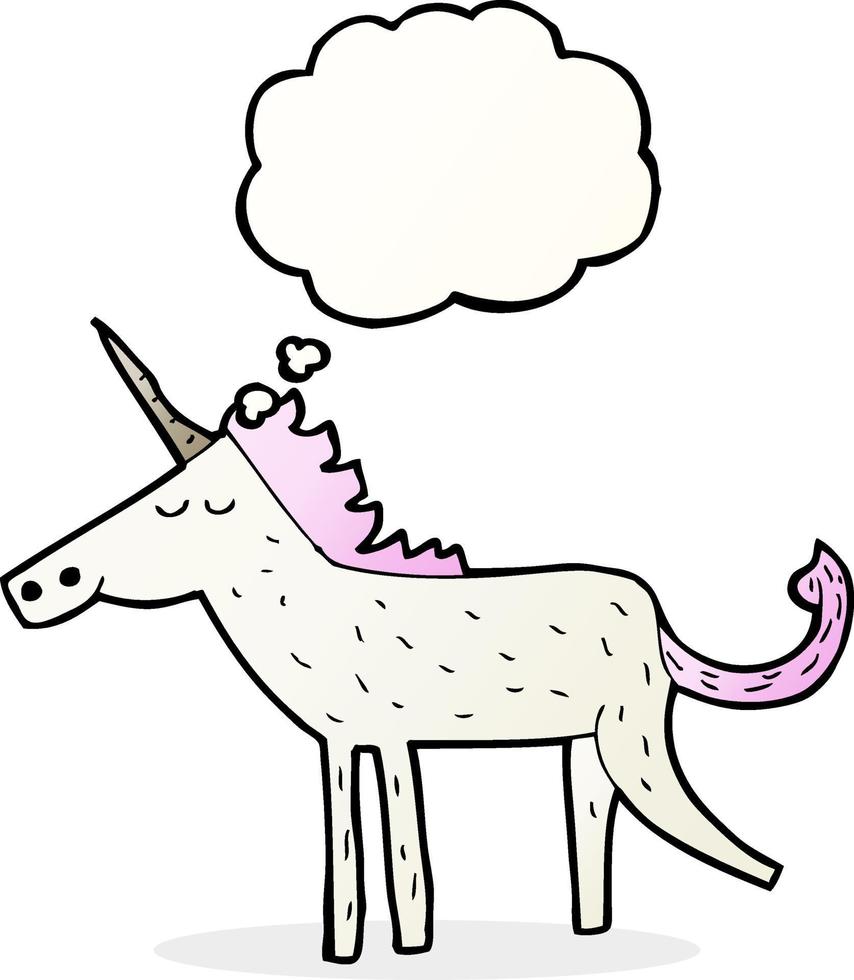 cartoon unicorn with thought bubble vector