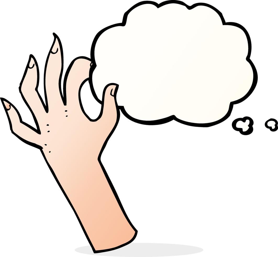 cartoon hand symbol with thought bubble vector