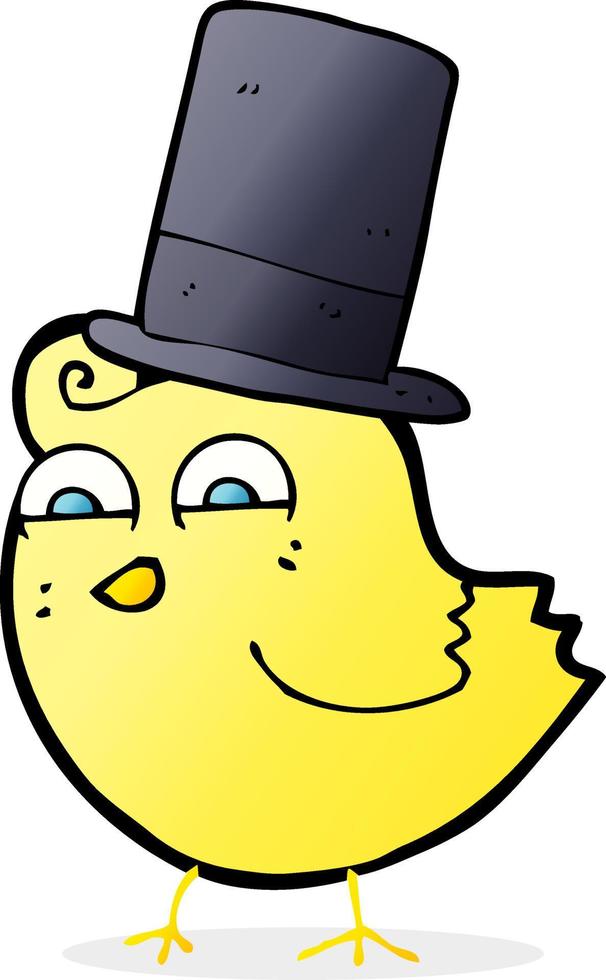 cartoon bird wearing top hat vector