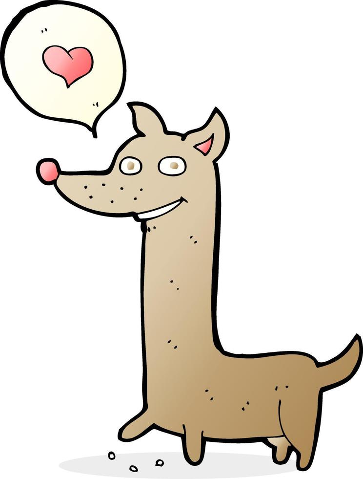 perro de dibujos animados con corazón de amor vector