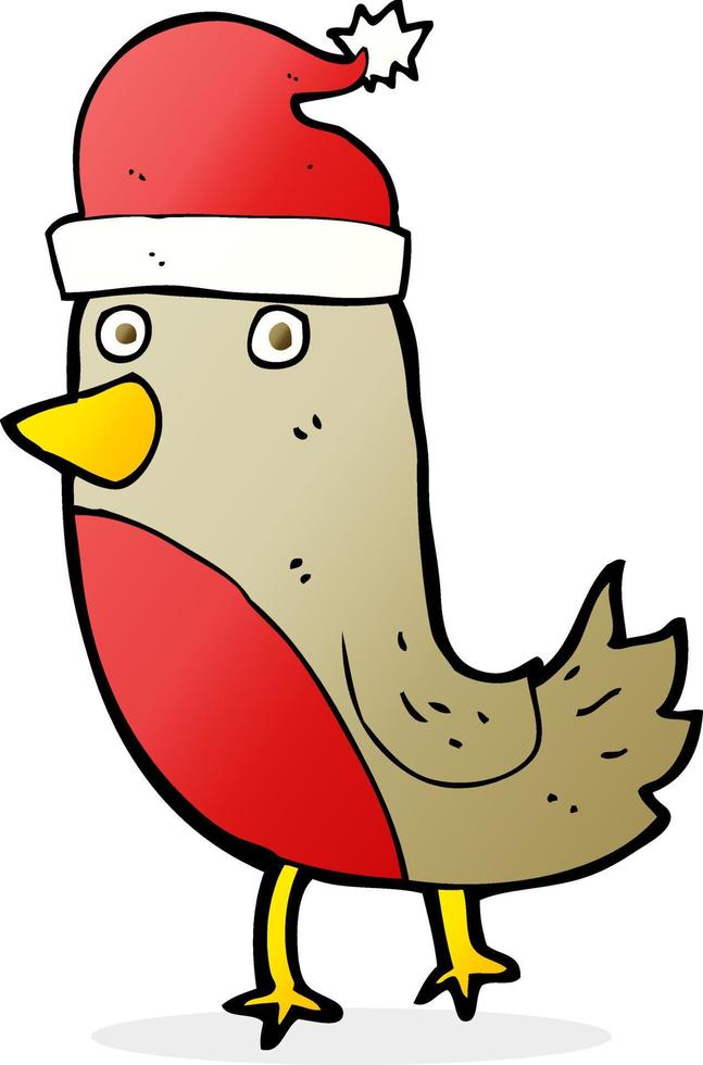 cartoon christmas robin vector