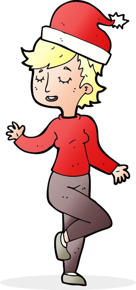 cartoon woman getting ready for christmas vector