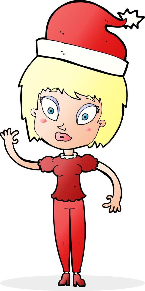 cartoon woman ready for christmas vector