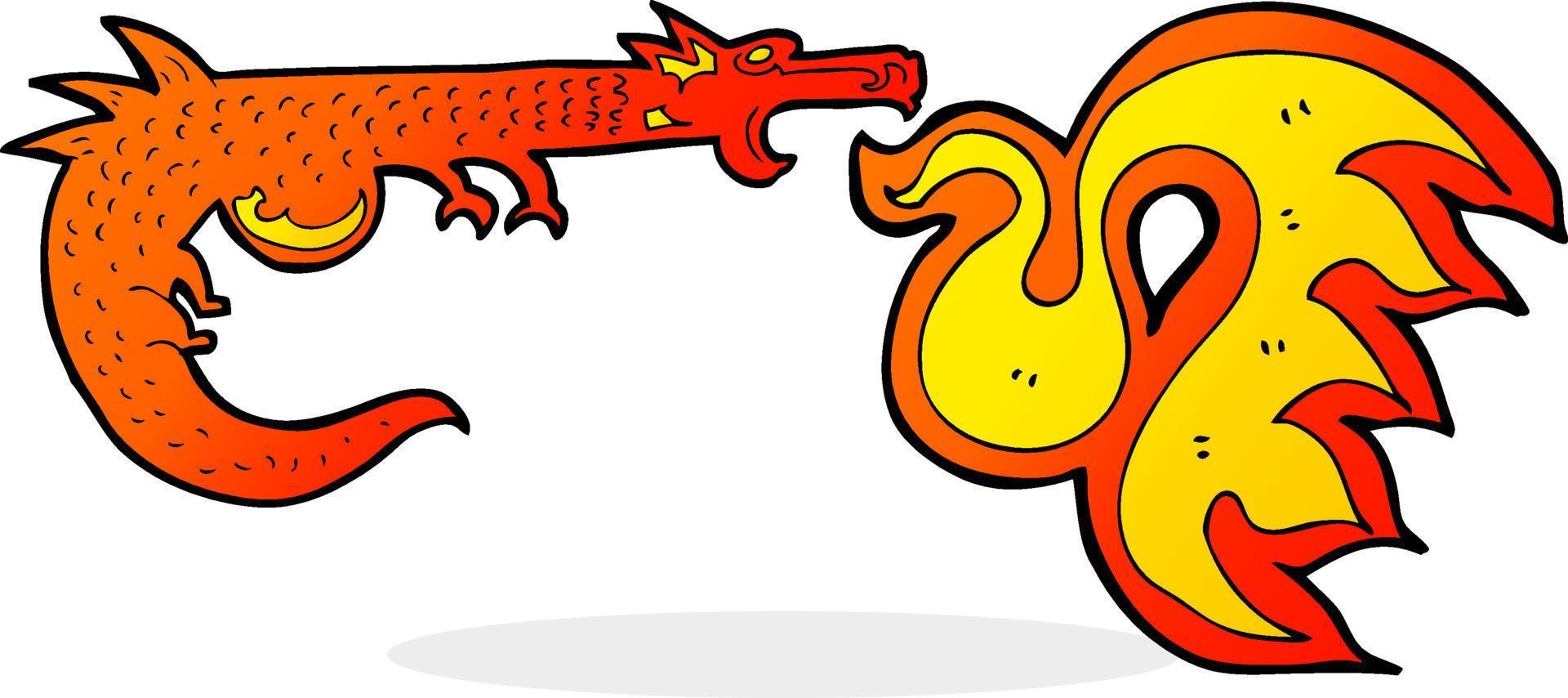 dragón que escupe fuego de dibujos animados vector