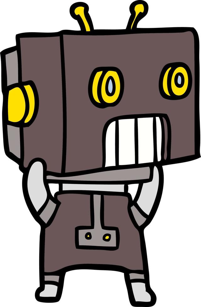 caricatura, garabato, carácter, robot vector