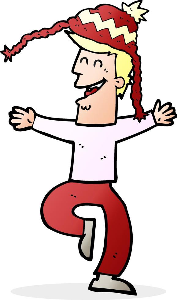 cartoon man wearing winter hat vector