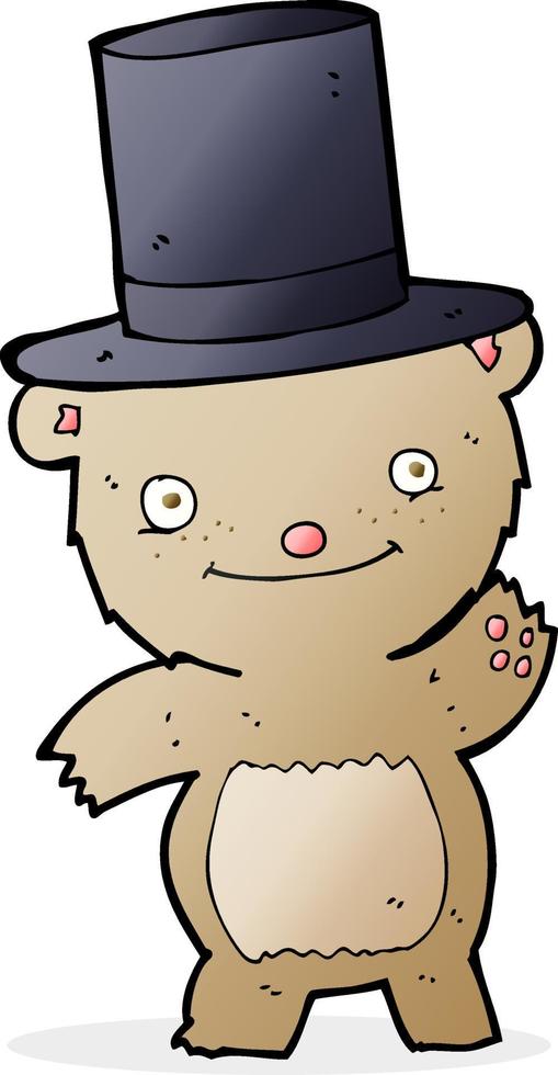 cartoon bear in top hat vector