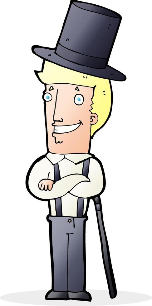 cartoon man wearing top hat vector
