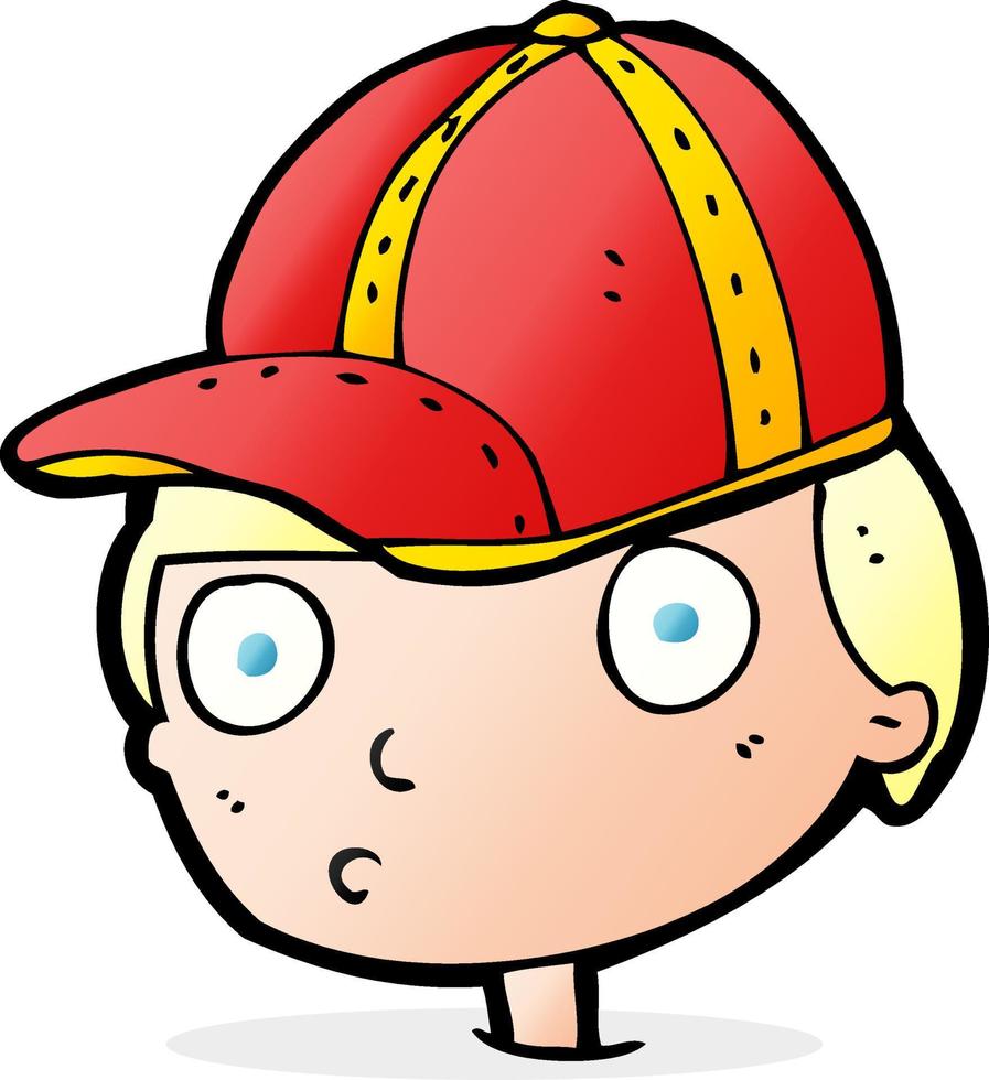 cartoon curious boy wearing cap vector