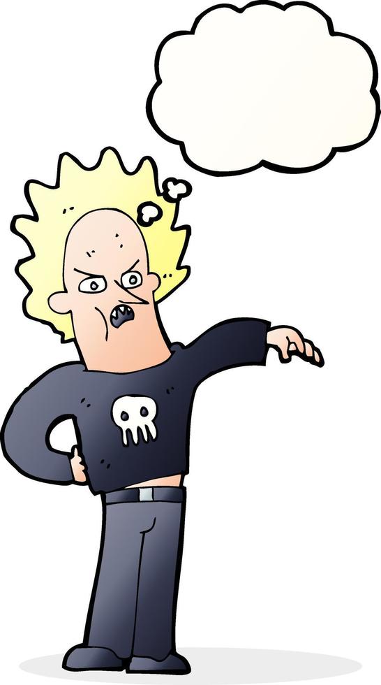 cartoon nasty boy with thought bubble vector