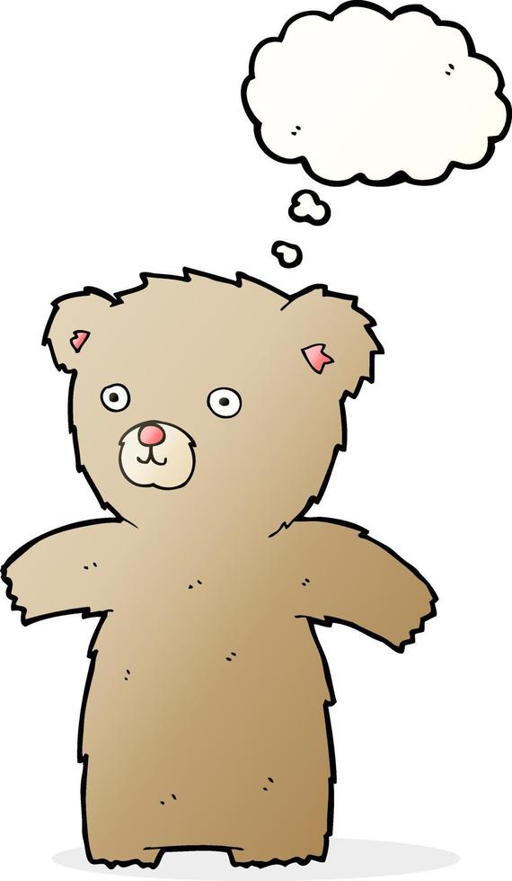 cute cartoon teddy bear with thought bubble vector