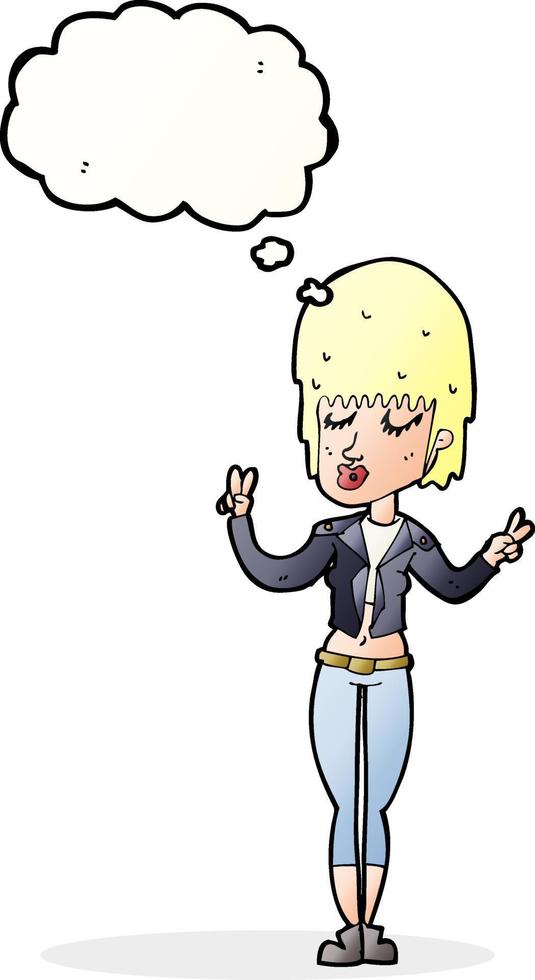 cartoon cool girl with thought bubble vector