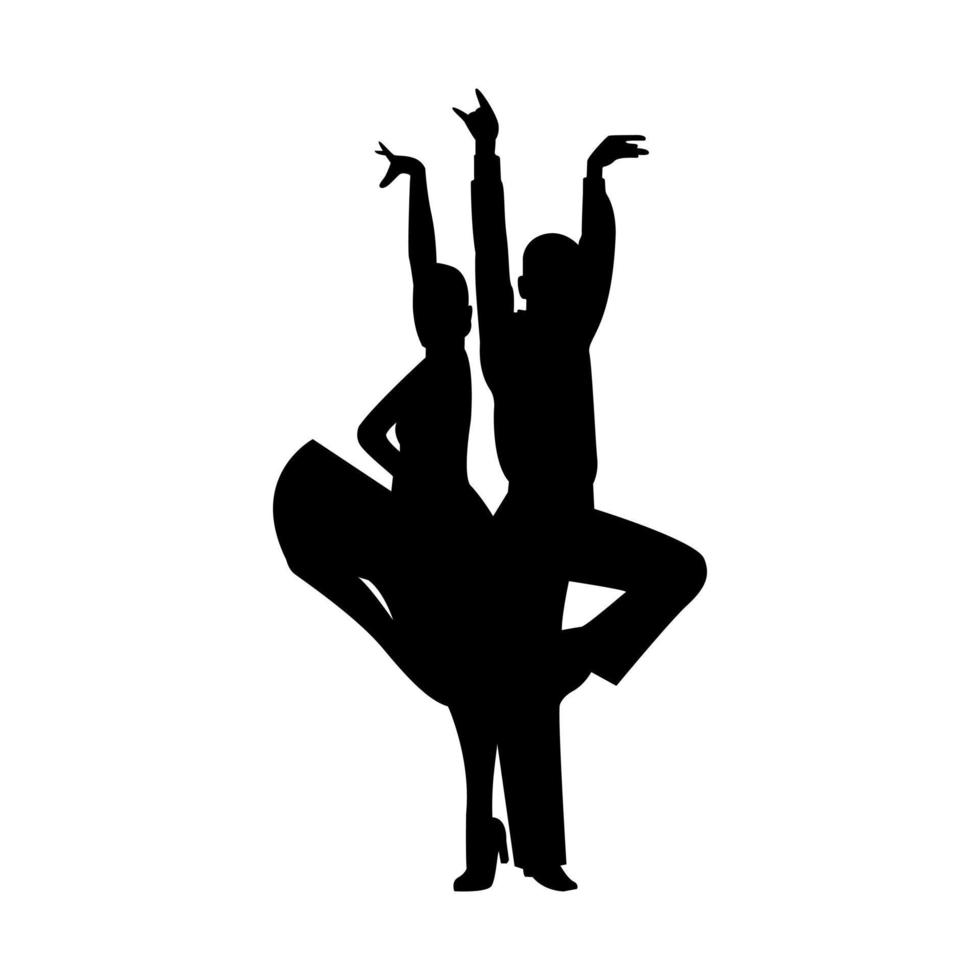 A couple of ballroom dancers. Woman and man dancing. Vector silhouettes of dancers. Isolated illustration.