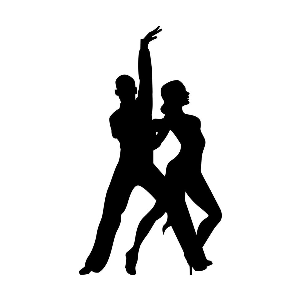 A couple of ballroom dancers. Woman and man dancing. Vector silhouettes of dancers. Isolated illustration.