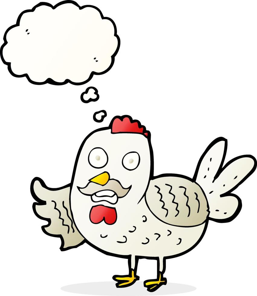 cartoon old rooster with thought bubble vector