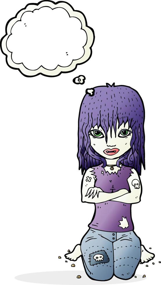 cartoon vampire girl with thought bubble vector