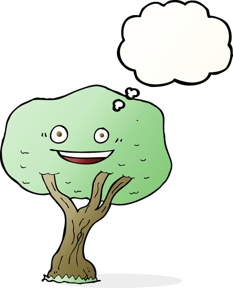 árbol de dibujos animados con burbuja de pensamiento vector