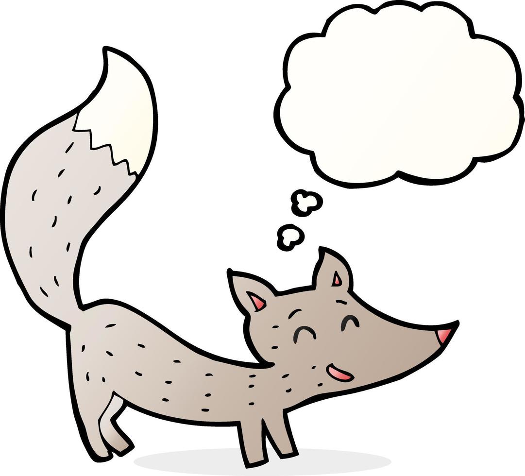 cartoon little wolf with thought bubble vector