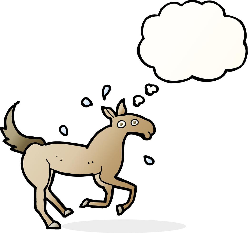 cartoon horse sweating with thought bubble vector