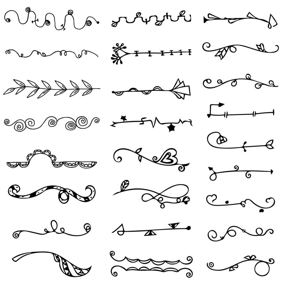 líneas ornamentales y rayas garabato de dibujo a mano libre vector de boceto