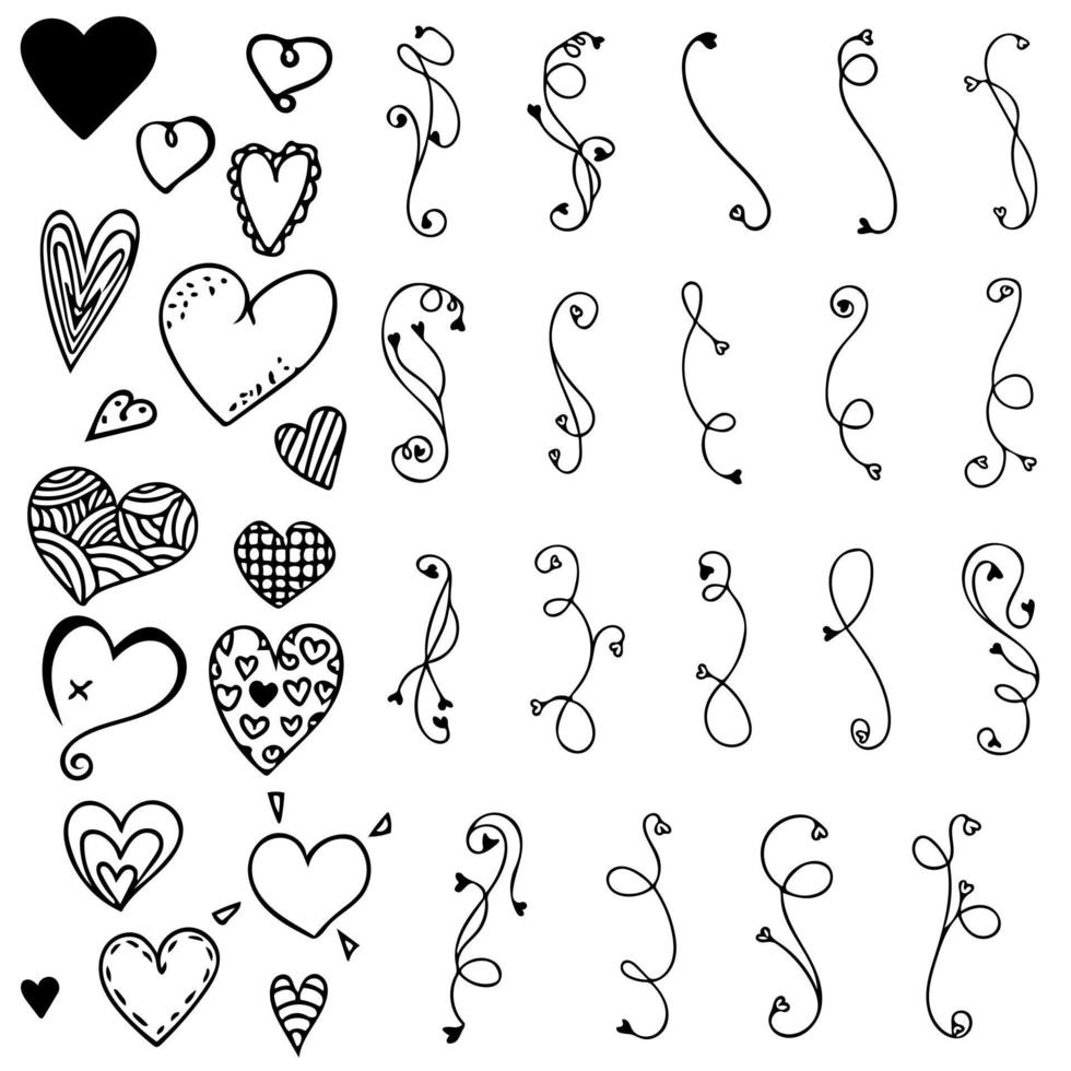 Heart shape and border doodle vector