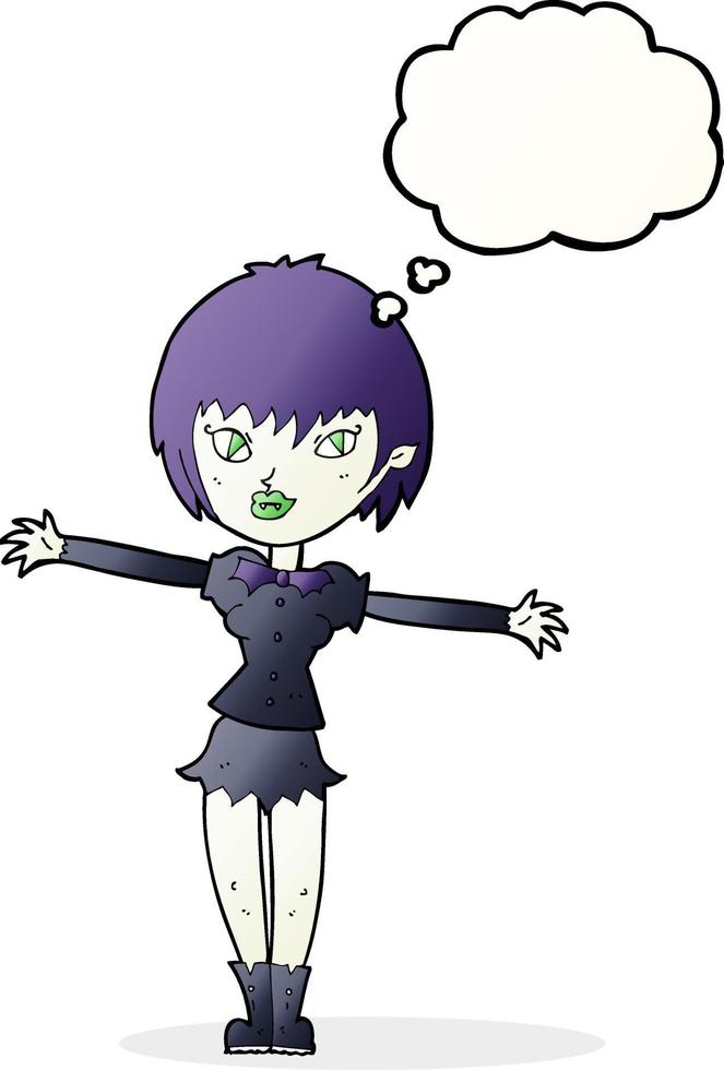 cartoon vampire girl with thought bubble vector