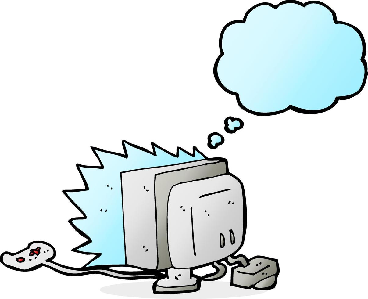 cartoon computer game with thought bubble vector