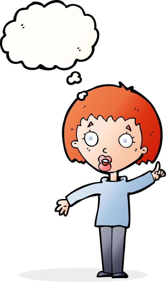 cartoon woman explaining her point with thought bubble vector