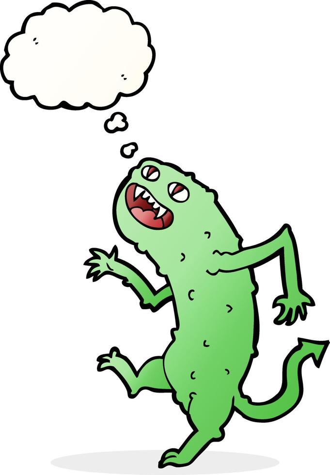 cartoon monster with thought bubble vector