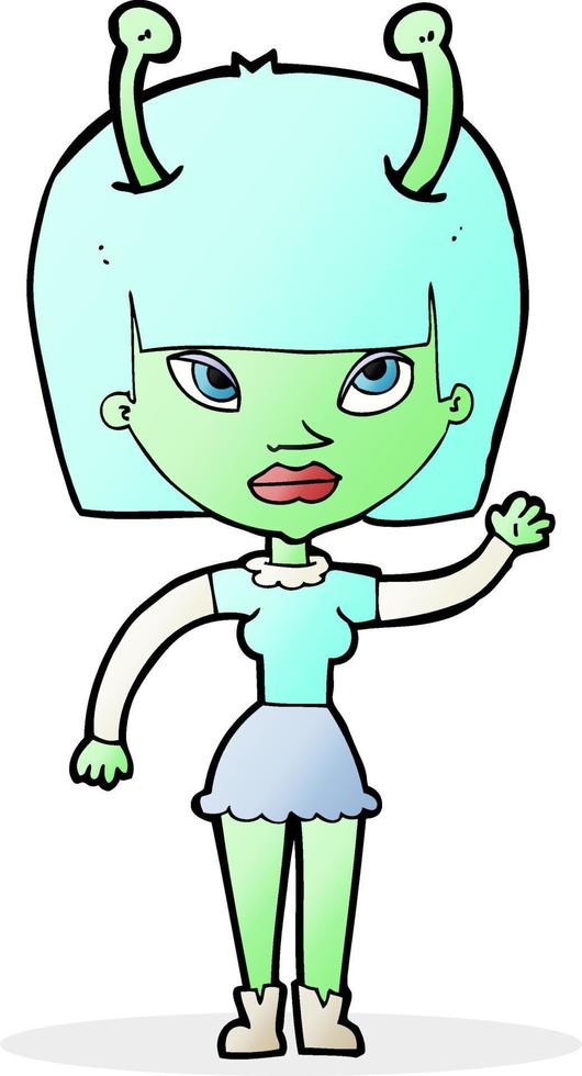 mujer alienígena de dibujos animados vector