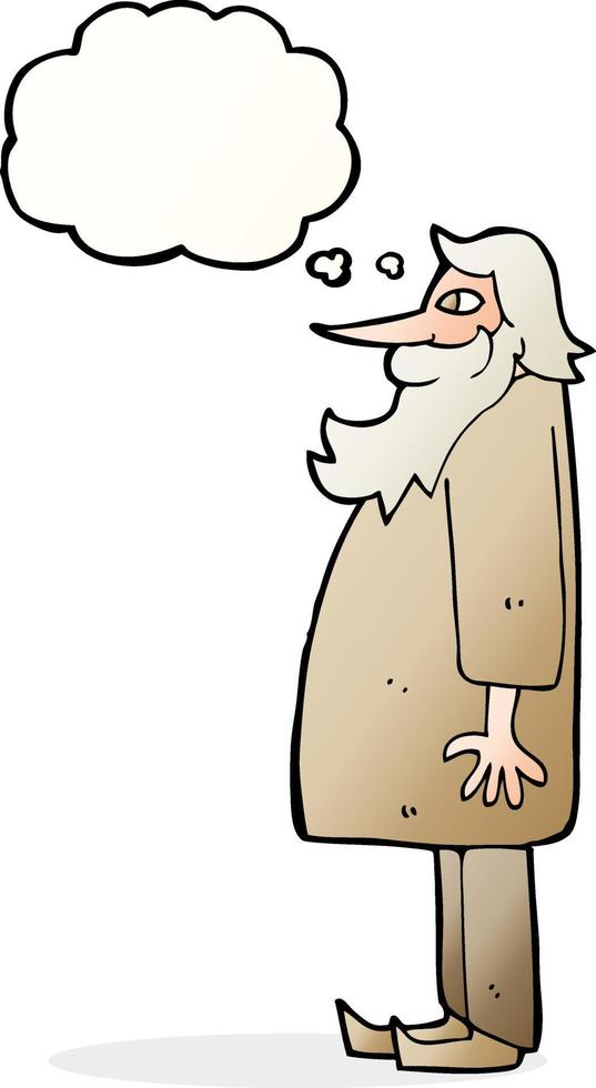 cartoon bearded old man with thought bubble vector