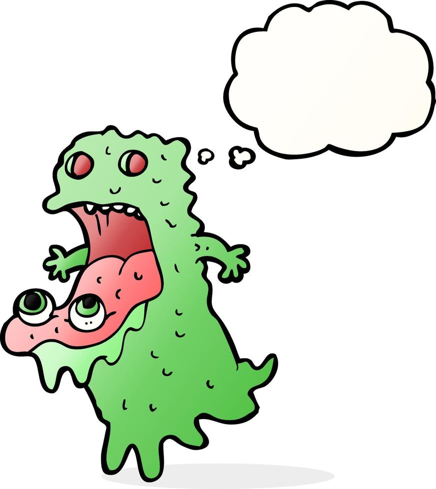 cartoon gross ghost with thought bubble vector