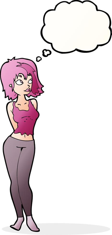 cartoon attractive girl with thought bubble vector