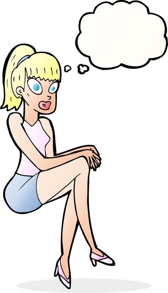 cartoon pretty woman with thought bubble vector